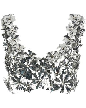 Rabanne Tops ,Grijs ,Leer Crop Bralette Top