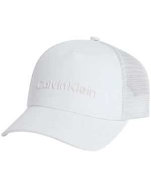 Calvin Klein Weiß Bestickte Klassische Schnalle Beanie