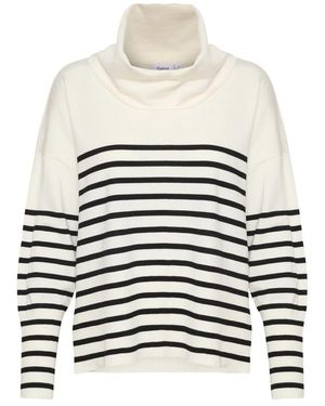 Saint Tropez Truien & Vesten ,Gestreepte Cowlneck Pullover Trui Ice - Wit