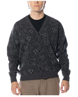 Pop Trading Co. Paisley Strickjacke Anthrazit Schwarz