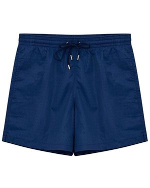 Canali Micro Print Boxer Badeshorts - Blau