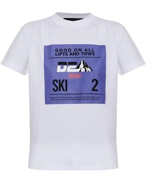 DSquared² Baumwoll-T-Shirt Mit Print - Blau