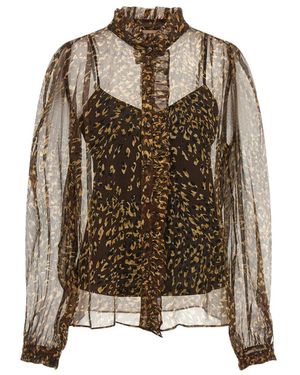 Twinset Zijden Creponne Blouse - Bruin