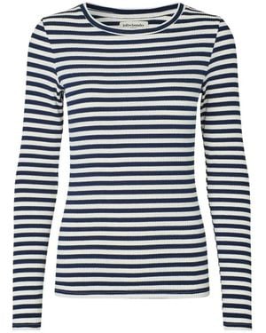 Lolly's Laundry Gestreifte Langarm--Bluse - Blau