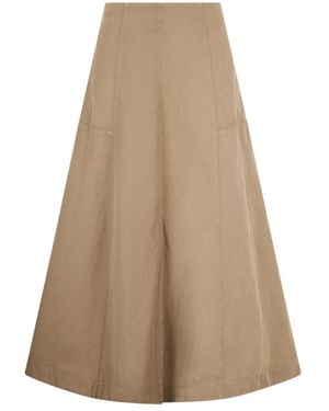 120% Lino Midi Skirts - Natural