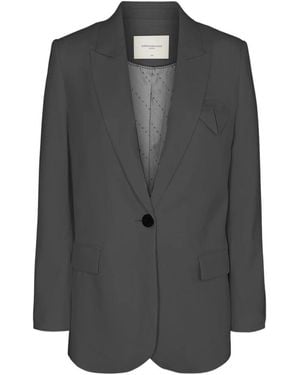 Copenhagen Muse Grijze Melange Blazer Met Zakken - Zwart