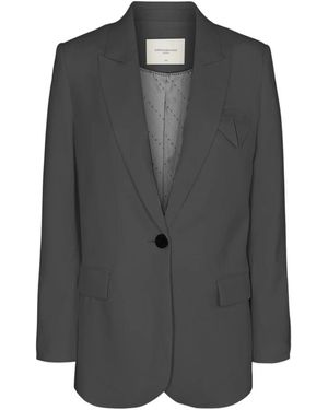 Copenhagen Muse Grauer Melange Blazer Mit Taschen - Schwarz