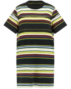 Sacai Kleedjes ,Veelkleurig ,Katoen Spun Organza X Katoenen Jersey Jurk - Zwart