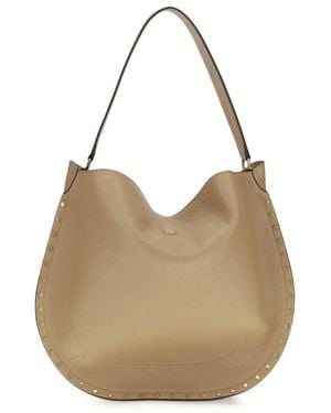 Isabel Marant Leder-Schultertasche Mit Nieten - Natur