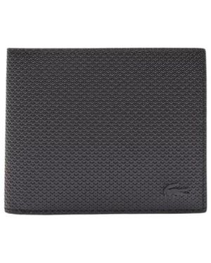Lacoste Accessoires ,Zwart ,Leer Chantaco Piqué Leder Portemonnee - Grijs