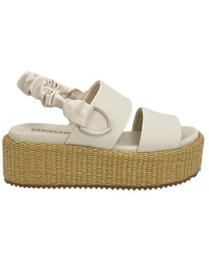 Blauer Schoenen ,Crème Opal Sandaal Met Elastische Hielband - Wit