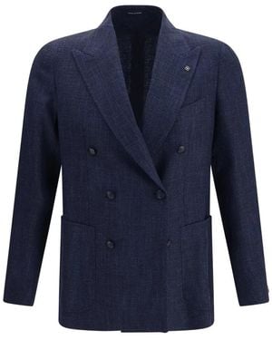 Tagliatore Einreihiger Blazer Mit Aufgesetzten Taschen - Blau