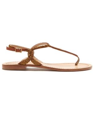 Maliparmi Schoenen ,Geel ,Katoen Cuts & Beads Sandal - Metallic