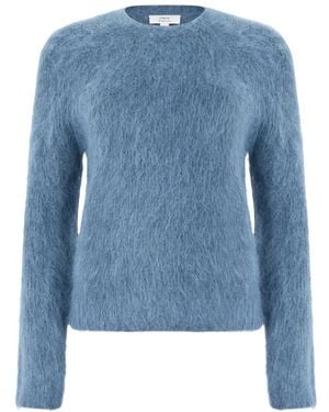 Vince Truien & Vesten ,Blauw ,Wol Trui Van Geborsteld Alpacamengsel Met Ronde Hals