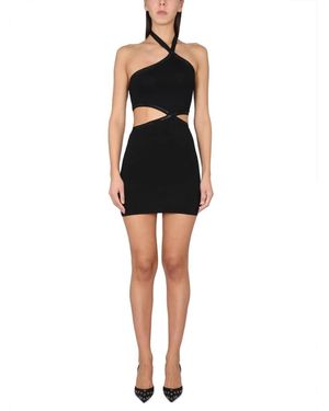 T By Alexander Wang Kleedjes ,Zwart ,Asymmetrical Neckline Hid Dress
