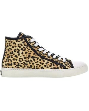 Roberto Cavalli Jaguar Print Sneakers Hellbraun