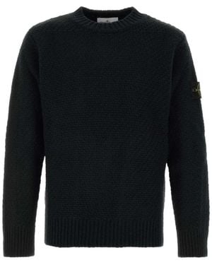 Stone Island Pullover Mit Rundhalsausschnitt Aus Schurwolle - Schwarz