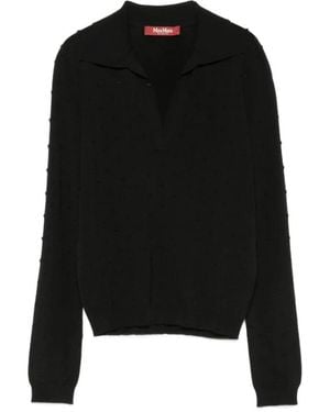 Max Mara Bobble Knit V-Neck Trui - Zwart