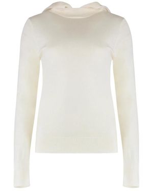 P.A.R.O.S.H. Hoodies & Sweatvesten ,Wit ,Wol Luxe Wol Zijde Kasjmier Gebreide Hoodie