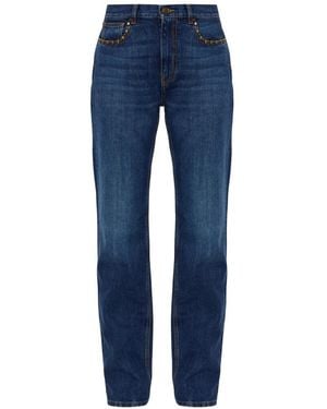 Etro Jeans ,Blauw ,Katoen Straight-Leg Jeans Met Studs