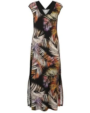 Doris Streich Maxi-Kleid Mit Palmblattmuster - Braun