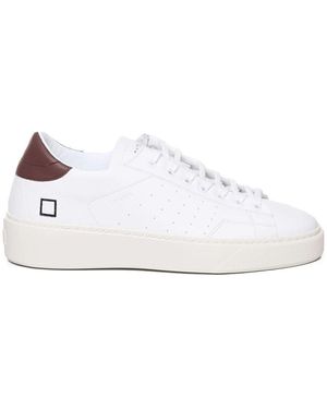 Date Braune ledersneaker mit logodetail - Weiß