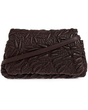 Munthe Foluke Blumen-Clutch Aus Leder Mit Prägung - Braun