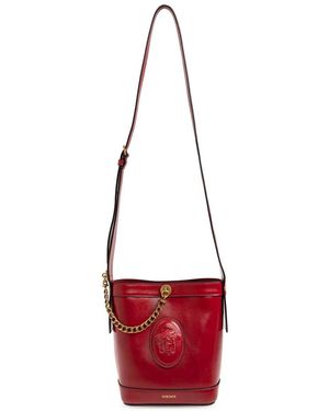 Versace Pivot Mini Leren Bucket Bag - Rood
