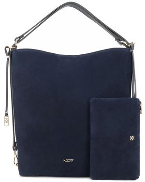 Kazar Tassen ,Blauw ,Suède Suède Shopper Met Afneembare Pouch