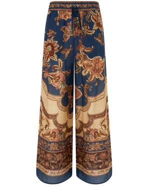 Zimmermann Zijden Broek Met Print En Trekkoord - Blauw