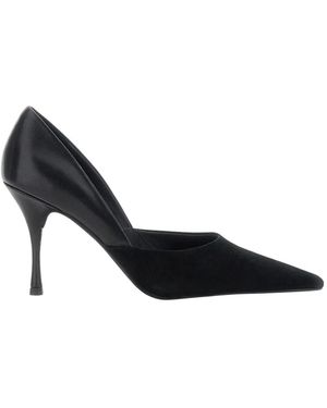 Jeffrey Campbell Schoenen ,Zwart ,Suède Zwarte Pumps Met Hoge Stilettohak Van Suède Voor - Blauw
