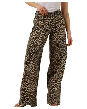 co'couture Leopard Denim Panel Hose - Braun