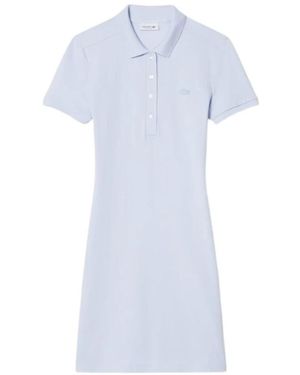 Lacoste Kleedjes ,Blauw ,Katoen Slim Fit Stretch Mini Piqué Polojurk - Wit