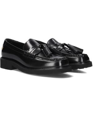 Tommy Hilfiger Schwarze Tassel Loafers Eckige Zehe Leder