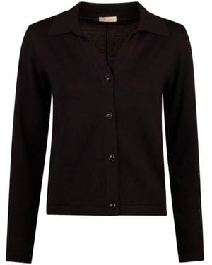 Stenströms Merinowoll-Strickjacke Mit Kragen Und Perlmuttknöpfen - Schwarz