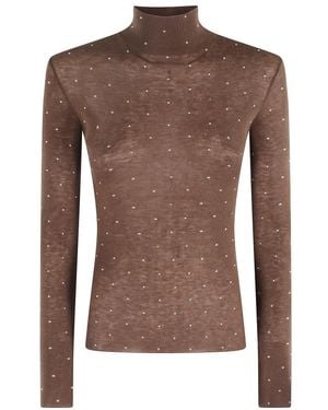 Rabanne Truien & Vesten ,Bruin ,Wol Bruine Hoge Hals Lange Mouw Vest