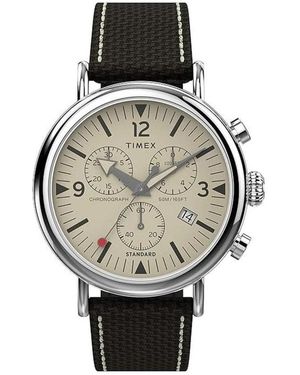 Timex Accessoires ,Zwart ,Leer Standard Chronograph - Metallic
