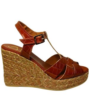 Kanna Schoenen ,Bruin ,Leer 20Kv 20068 Wedge Sandaal