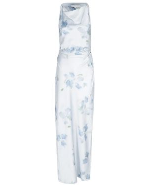 Vince Kleedjes ,Blauw ,Polyester Petal Blur Satin Twist-Shoulder Jurk