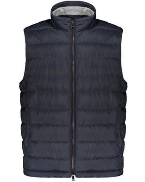 Paul & Shark Jassen ,Blauw ,Leer Gewatteerd Gilet Met Dubbele Rits