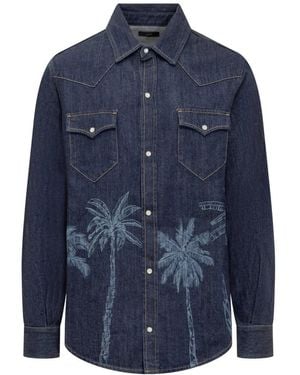 Alanui Jungle Printed Denim Shirt - Blue