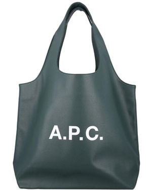 A.P.C. Dunkelgrüne Tote Tasche Mit Großen Griffen