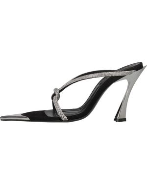 Mugler Suede Rhinestone Mule - Zwart