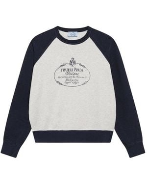 Prada Hoodies & Sweatvesten ,Veelkleurig ,Katoen Katoenen Sweater Met Ronde Hals - Blauw