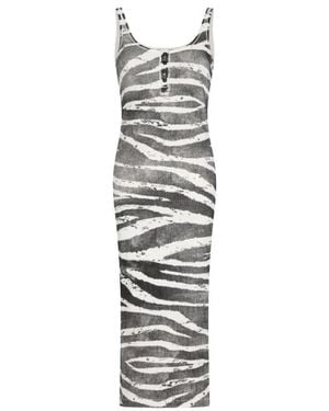 Blumarine Zebra-Print Geripptes Midikleid - Mehrfarbig