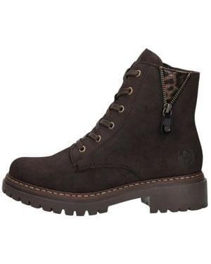 Rieker Schoenen ,Bruin ,Leer Veterschoenen Hoog