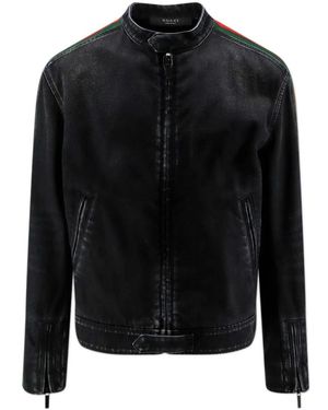 Gucci Jassen ,Zwart ,Denim Web Cotton Denim Bikerjack