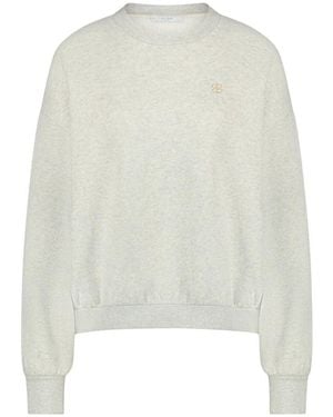 By-Bar Hoodies & Sweatvesten ,Grijs ,Katoen Logo Sweater - Wit