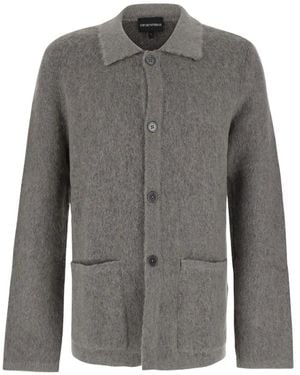 Emporio Armani Truien & Vesten ,Grijs ,Wol V-Hals Cardigan