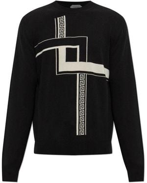 Versace Intarsia Kaschmir-Strickpullover - Schwarz